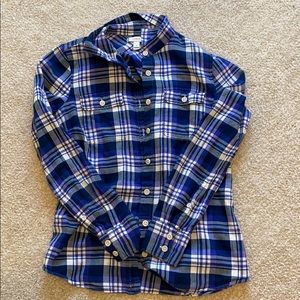 J Crew Blue and White Flannel Button Up